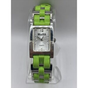MUDD Silver‎ Tone Green Band MD 1279/A126-04 Working With New Battery
